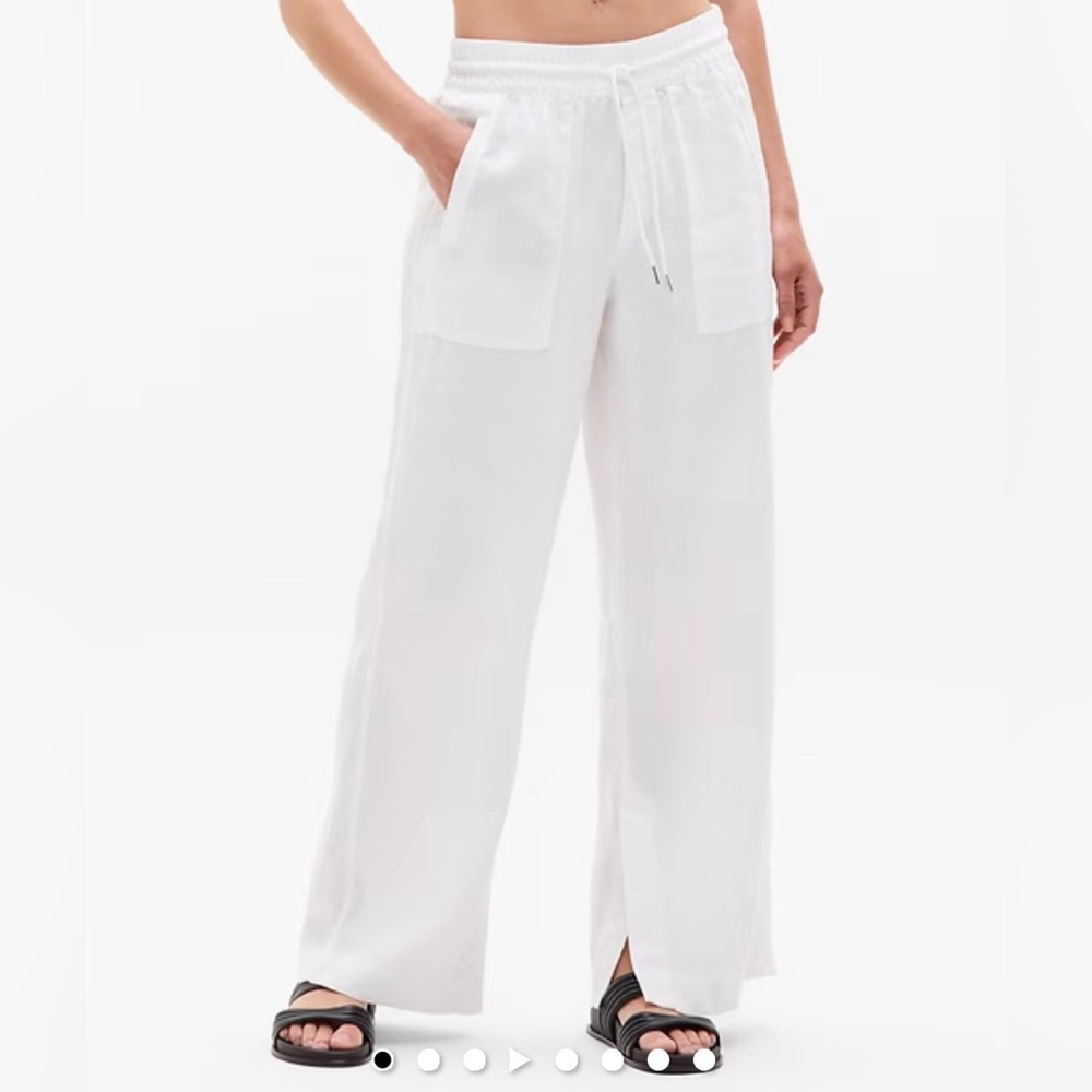 Athleta retreat wide leg linen pants white PXS like new
